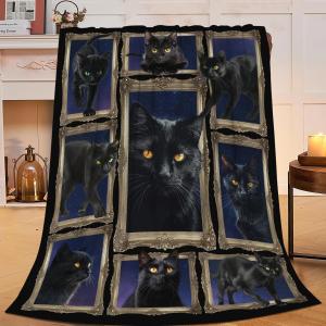 【並行輸入品】黒猫用ブランケット 猫 スローブランケット フランネル スタッフ マーチ 快適 装飾 フリース フラシ天 ふわふわ 暖かい ソフト