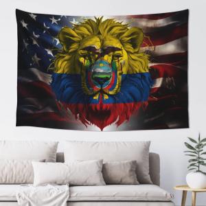 【並行輸入品】 Lion Usa Ecuador Ecuadorian Ecuadorean Flag Tapestry 60x40 Inche