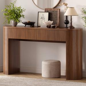 【並行輸入品】55インチ コンソールテーブル 引き出し2つ付き 溝付き玄関テーブル 収納付き ソファの裏側テーブル 廊下テーブル ミッドセンチュ