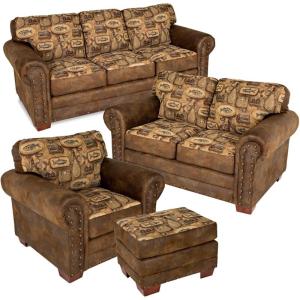 【並行輸入品】 Pemberly Row Traditional 4 Piece Microfiber Sofa Set in Brown