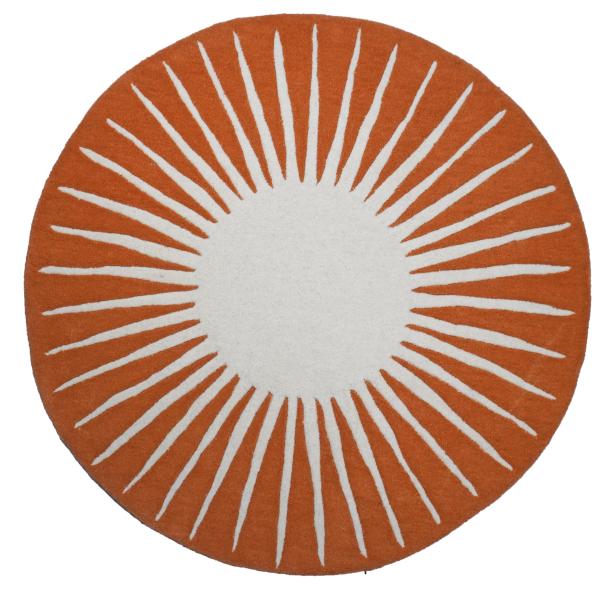 【並行輸入品】 Handmade Round Wool Rug Sunburst Design Ar...