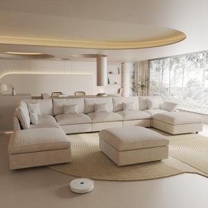 【並行輸入品】 Cloud Modular Sectional Sofa with Ottoman,192