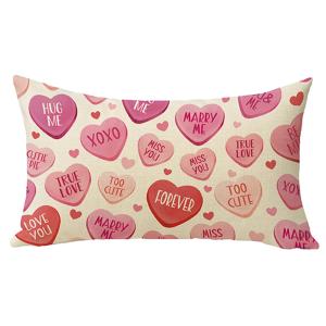 【並行輸入品】Fjfz バレンタイン デー 腰部装飾スロー枕カバー 12 x 20、長方形 ピンク レッド ラブ ハート キャンディ キッズ ア