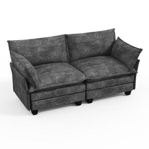 【並行輸入品】KKL モジュラーセクショナルソファ、ラブシート2人掛けクラウドソファ オットマン付き、シェニール織モダンセクショナルソファ、リビ