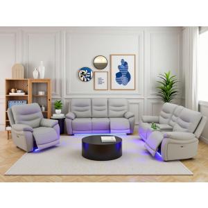 【並行輸入品】 AYCP Furniture Power Recliner Sofa Set with LED Lights,Air Leath