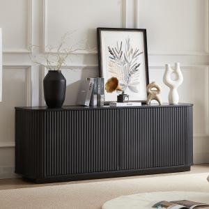 【並行輸入品】 Daxue 64” Console Table with Slatted Doors and Cabinet Sofa Tabl