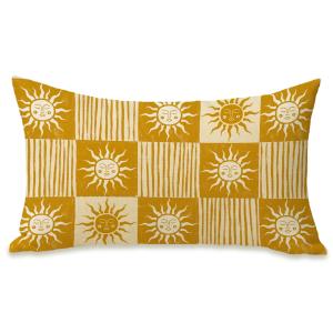【並行輸入品】Fahrendom ボーホー サンフェイス 腰部装飾長方形枕カバー 12 x 20、ボヘミア サンシャイン イエロー チェック ス