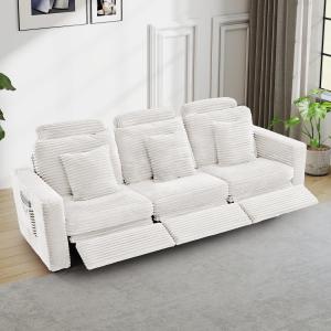 【並行輸入品】LEVNARY (レヴナリー) 3人掛け モジュラーリクライニングソファ フェイクラビットファー パワーリクライニングソファ 電動