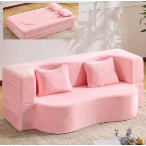 【並行輸入品】 Klwenas Maec Pink Convertible Folding Sofa Bed, 71