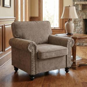 【並行輸入品】Sivoey ネイルヘッドアームチェア ロールアームアクセントチェア リビングルーム用 シングルソファチェア スプリングシートクッ