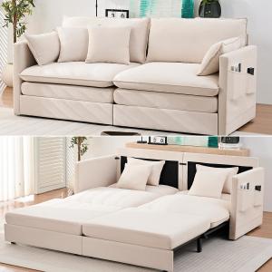 【並行輸入品】 ijuicy 78 Inch 3 in 1 Pull Out Sofa Bed，King Size Ice Velvet Con