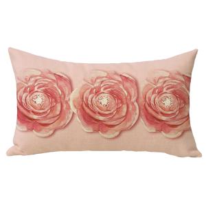 【並行輸入品】Fjfz ピンク ローズ フラワー 腰部装飾スロー枕カバー 12 x 20、長方形 水彩 フローラル アウトドア ホームデコ ロマ