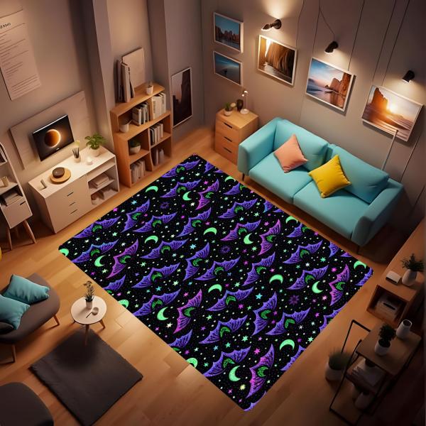 【並行輸入品】LUCKYLEI バットラグ ファニーバット バスルーム ラグ 装飾 パープル ゴシッ...