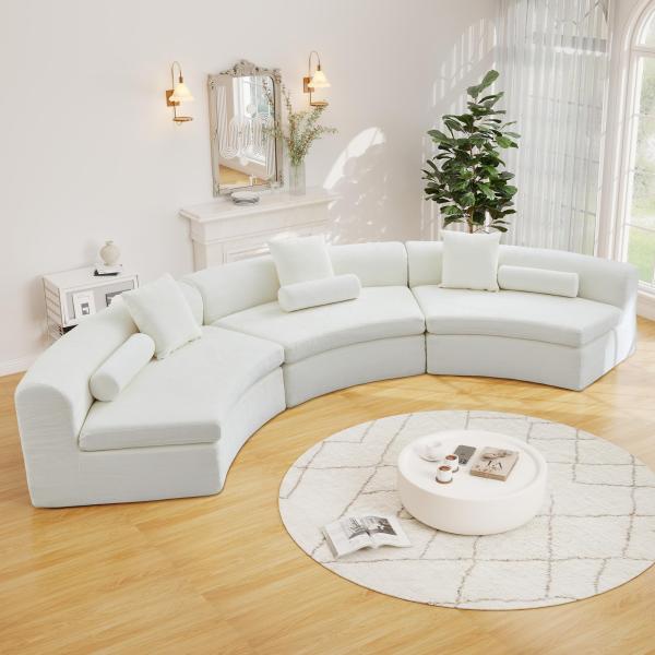 【並行輸入品】AVZEAR カーブモジュラーセクショナルソファ、シェニール織布張りクラウド 3人掛け...