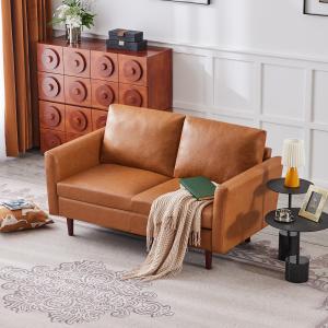 【並行輸入品】 Kingfun Faux Leather 2 Seat Couch for Living Room, Mid Century M