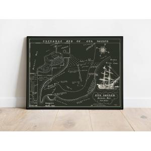 【並行輸入品】歴史地図:オークアイランドトレジャー、ノバスコシア、カナダ、ノーラン、1974年、ビンテージ壁装飾:(35.6 cm x 27.9