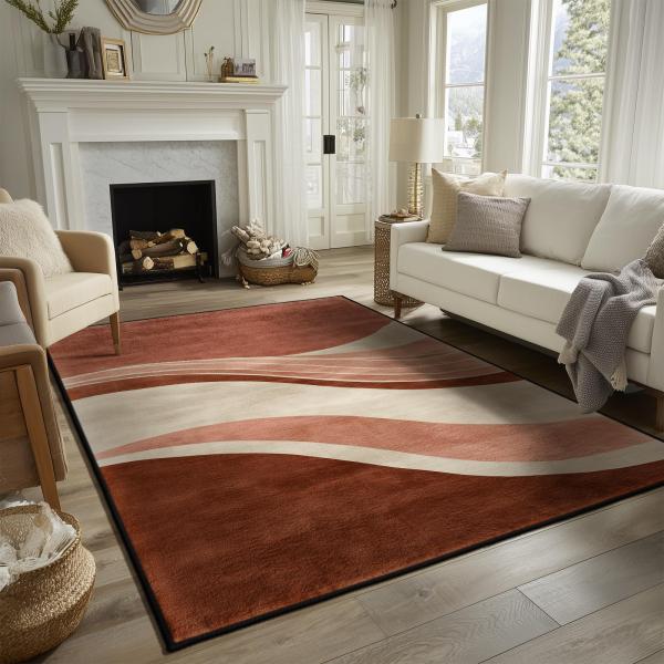 【並行輸入品】 Abstract Rust Area Rug 5x7 Living Room, Mo...