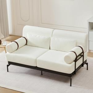【並行輸入品】 Zentrava 59'' Loveseat Sofa Couch, Beige Comfy Chenille 2 Seater