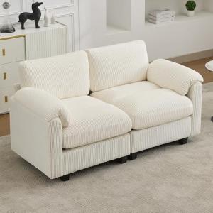 【並行輸入品】Hatppto 67インチ モジュラー ラブシートソファ、リビングルーム用エクストラディープシートクラウドカウチ コーデュロイ デ