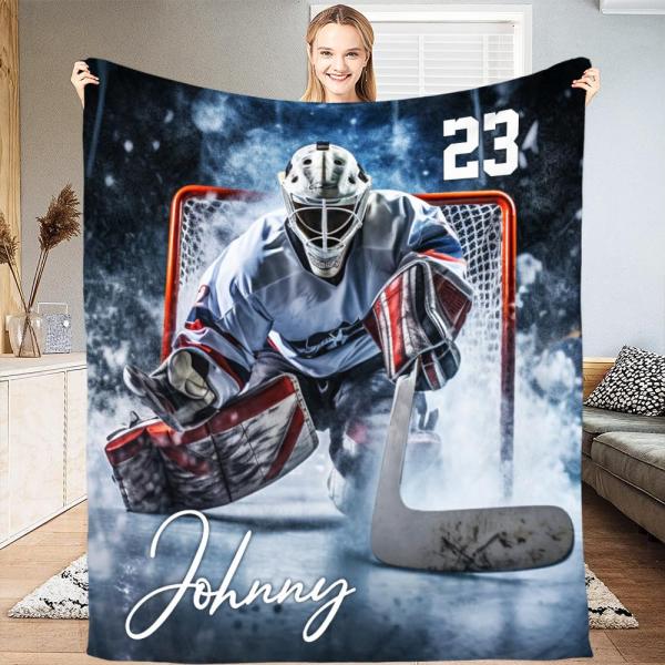 【並行輸入品】 Personalized Cool Hockey Art Blanket, Hock...