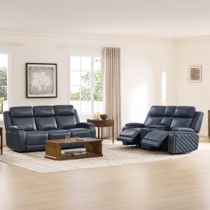 【並行輸入品】 Watson & Whitely Genuine Leather Power Recliner Sofa and Lovesea