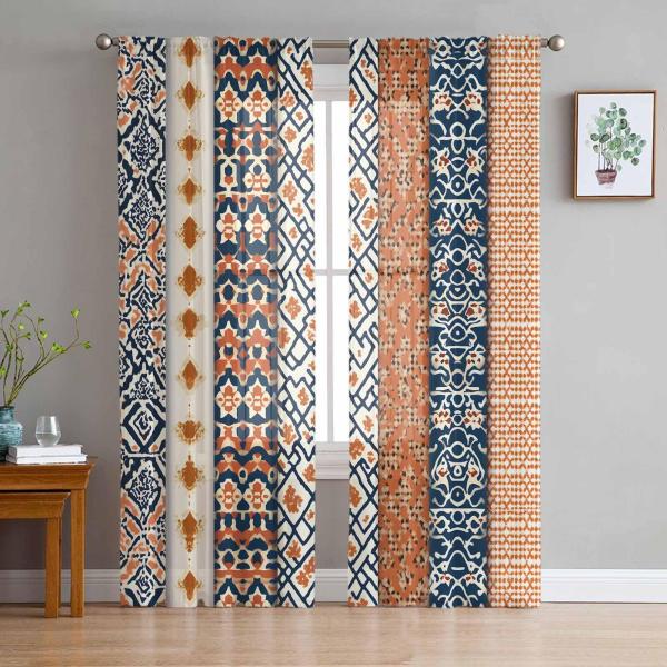 【並行輸入品】 LOT BASIC Boho Flower Stripe Sheer Curtain...