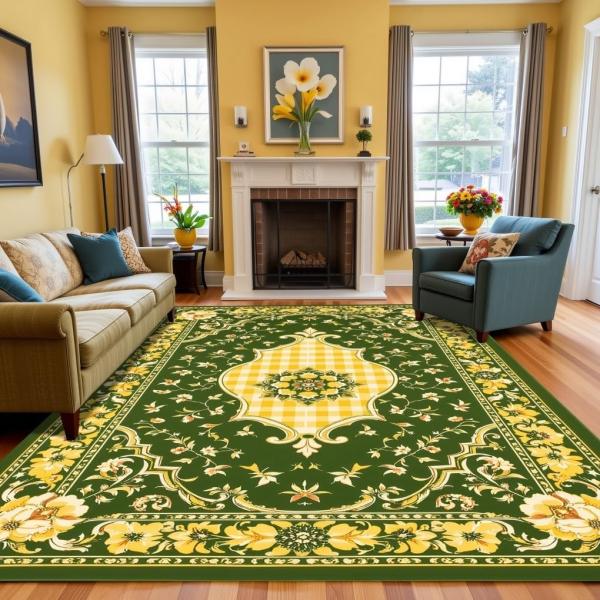 【並行輸入品】 Floral Border Oriental Area Rug Faux Wool ...