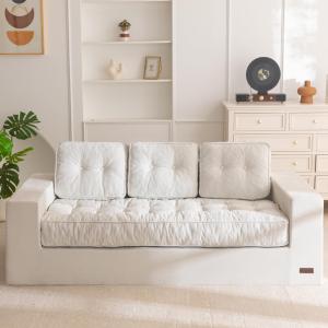 【並行輸入品】MAXYOYO 骨なしソファカウチ ラブシートソファ 小さなスペース用 タフテッド3人掛けフロアカウチ ビーンバッグチェア リビン