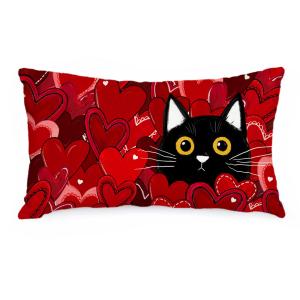 【並行輸入品】AACORS バレンタインデー 枕カバー 12X20インチ レッド ハート かわいい 猫 装飾 ピローケース 農家 自宅 ソファ