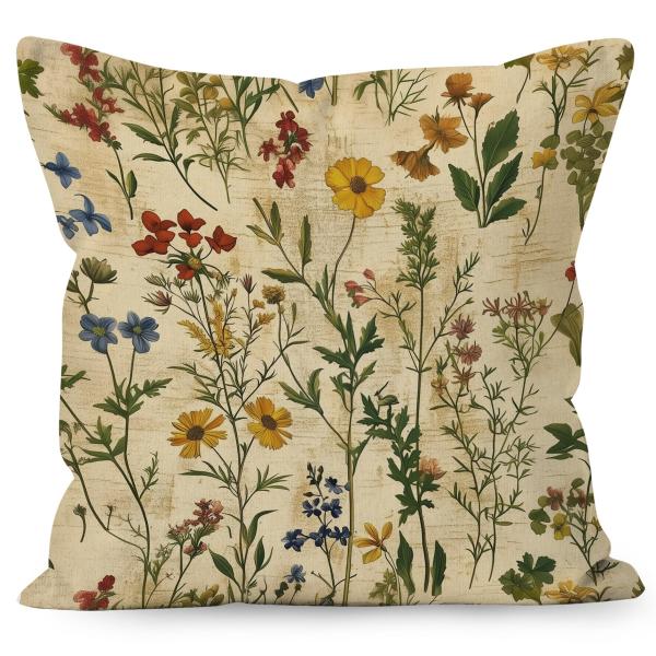 【並行輸入品】Liosei ビンテージフローラル装飾スローピローカバー、素朴なファームハウスニュート...