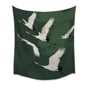 【並行輸入品】 Emerald Green Cranes Tapestry Vintage Maximalist Boho Japanese B