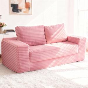 【並行輸入品】Kasunpul 62インチ コンバーチブルソファベッド 4イン1 折りたたみソファベッド コーデュロイ生地 & 枕2個付き 引き