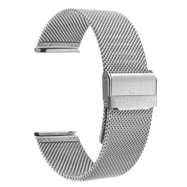 【並行輸入品】TOPHILL 20mm ステンレススチール ミラネーゼループ デプロイアントクラスプ...