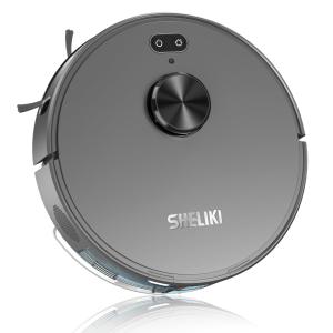 【並行輸入品】 SHELIKI Robotic Vacuum Cleaner with 70 Day Self Emptying Base D6