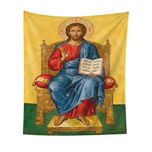 【並行輸入品】 GJEYHLH Vintage Retro Christ Enthroned Orthodox Icon Tapestry, W