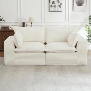 【並行輸入品】110インチ モジュラークラウド セクショナルソファソファ リビングルーム用 コンバーチブル コーデュロイ L字型ソファ オットマ