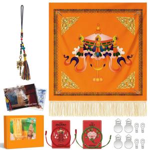 【並行輸入品】 16PCS Handmade Tibetan Thangka Blessing Set, Eight Auspicious Sy