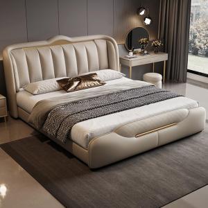 【並行輸入品】 LSIGHTUS Modern Queen Size Genuine Leather Bed Upholstered Platf