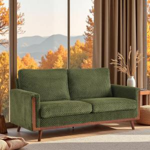 【並行輸入品】VINGLI 幅68フィート 快適なミッドセンチュリーラブシート、スプリングサポート付き2人掛けソファ 無垢材フレーム コーデュロ