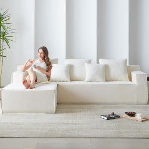 【並行輸入品】UKMTUET 骨なしソファ、ボックス入り低反発ソファ、101インチモジュラーセクショナルカウチベルベット生地、ディープシート付き