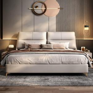 【並行輸入品】 LSIGHTUS Modern Luxury Queen Size Genuine Leather Bed Upholstere
