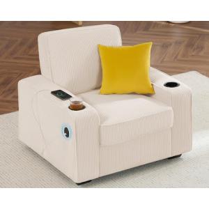 【並行輸入品】 AMERLIFE Corduroy Sofa Chair, Modern Comfy Couch with Cup Holder