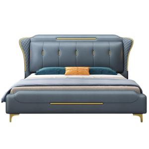【並行輸入品】 LSIGHTUS Modern Queen Size Genuine Leather Wood Bed Upholstered