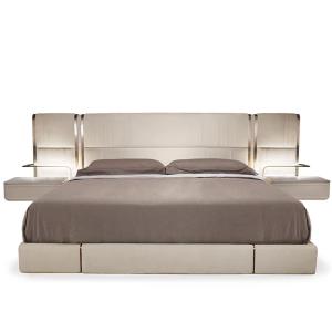 【並行輸入品】 DLCQIJI Nordic King Size Genuine Leather Wood Bed Upholstered Pl