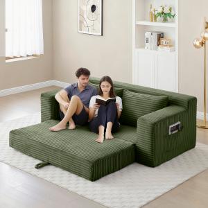 【並行輸入品】 Small Boneless Loveseat Sofa, Comfy Corduroy Cloud Couch for Sma