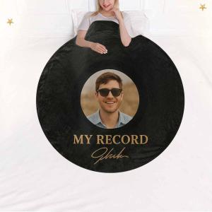 【並行輸入品】 Custom Vinyl Record Blanket Round Micro Fleece Circular Throw