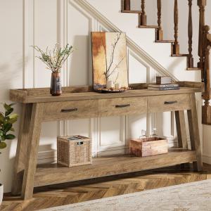 【並行輸入品】 Tribesigns 70.9 Inch Sofa Table with 3 Drawers, 2 Tier Extra Lon