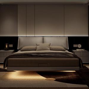 【並行輸入品】 DLCQIJI Gray Upholstered Platform Bed Frame with Wingback Headbo