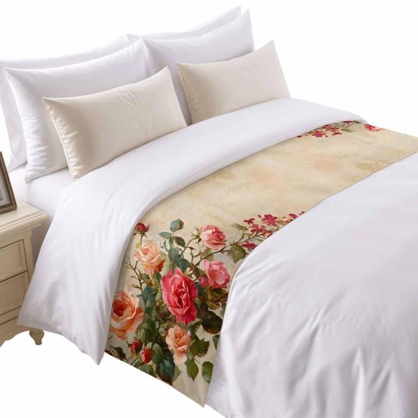 【並行輸入品】 Spring Red Rose Bed Runner for Full/Queen ...
