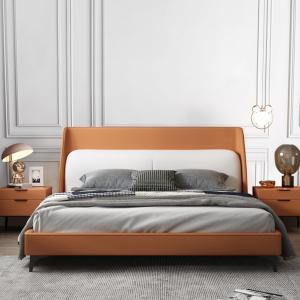 【並行輸入品】 DLCQIJI Queen Size Genuine Leather Bed Upholstered Platform Bed
